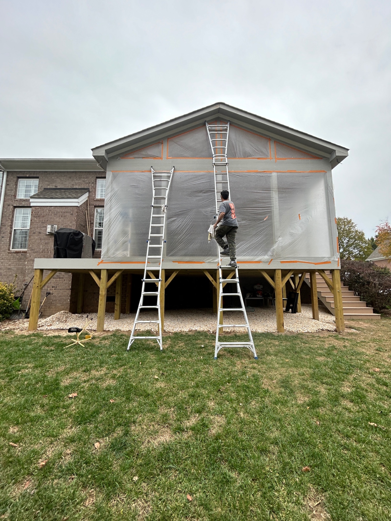 Masking & primer — gable end prep