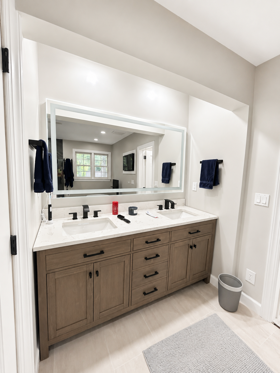 After — Double Vanity & LED Mirror