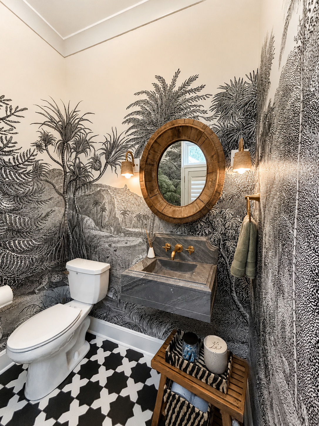 Wallpaper Installation — Powder Room — Botanical Mural